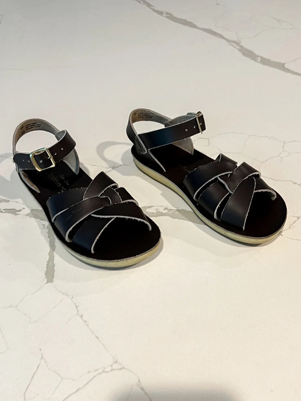 Saltwater Chocolate Brown Sun San Swimmer Sandals Little Kids Sz 1
